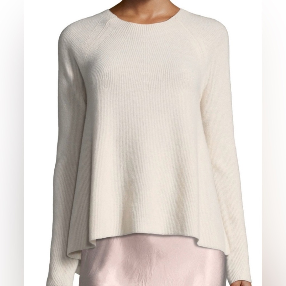 Vince Sweater Cashmere Directional Rib Pullover Off White Medium